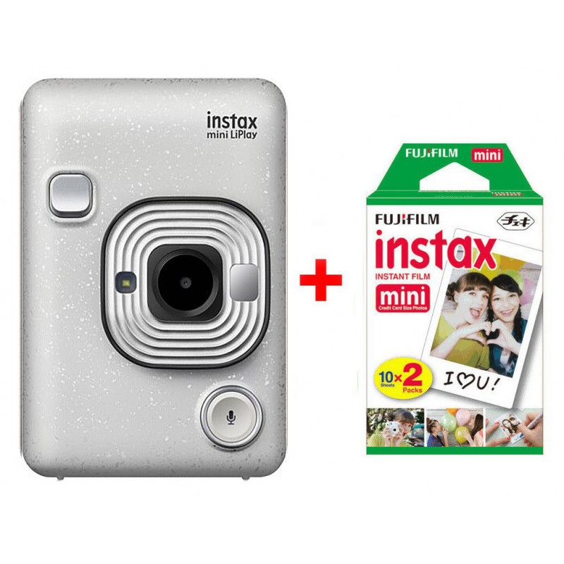 white Doppelpack stone Filme Instax Sofortbildkamera Fujifilm 10 inkl. einen Bilder LiPlay 2x