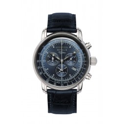 Zeppelin "100 Jahre" Herrenuhr Quarz Chronograph Blau 76803 mit Lederarmband