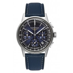 Bauhaus Aviation Blau Herrenuhr Chronograph 23763 mit Lederarmband 2376-3